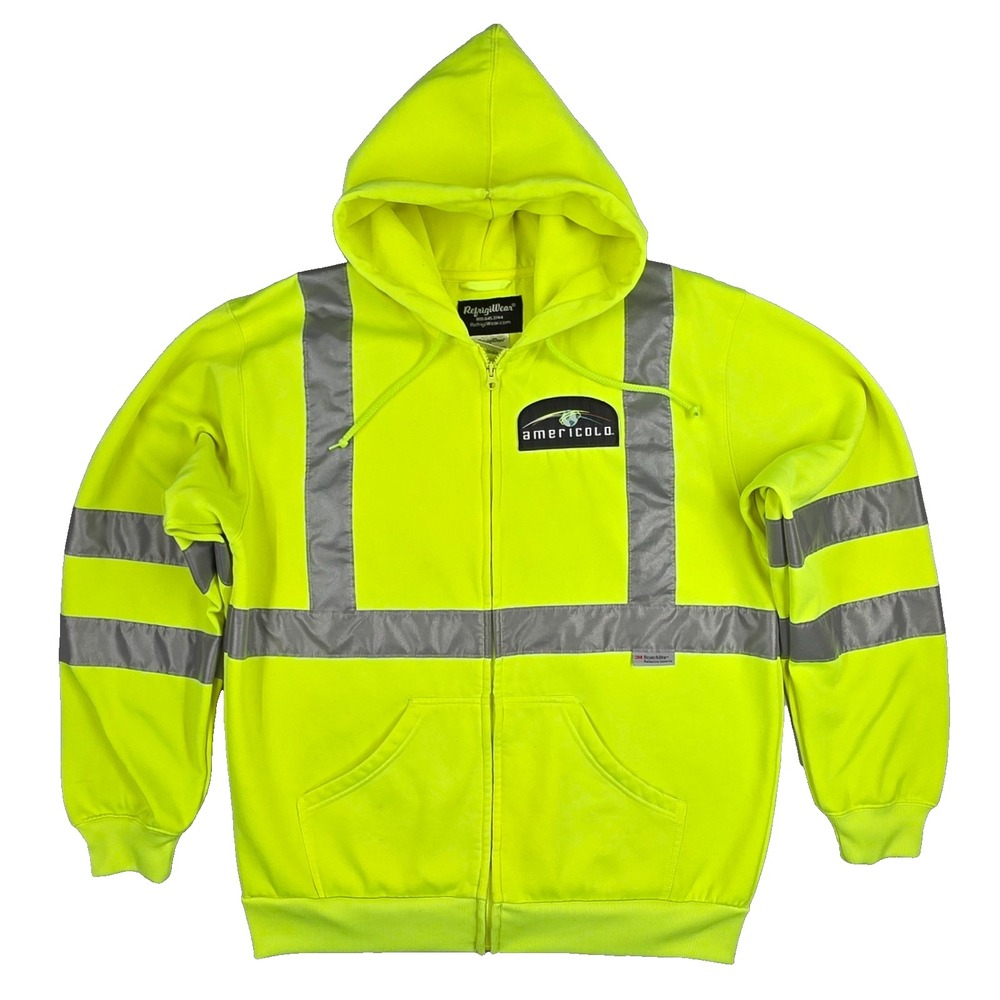 RefrigiWear 0484R Hi-Vis Reflective Zip Hoodie Americold Neon Yellow XL